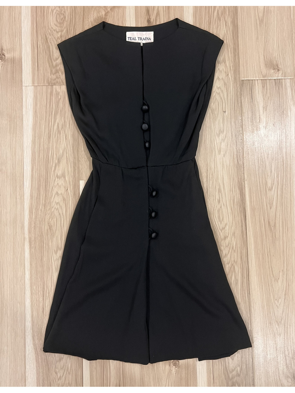 VTG 60s Teal Traina Black Romper Jumpsuit Mod Mini Shorts S